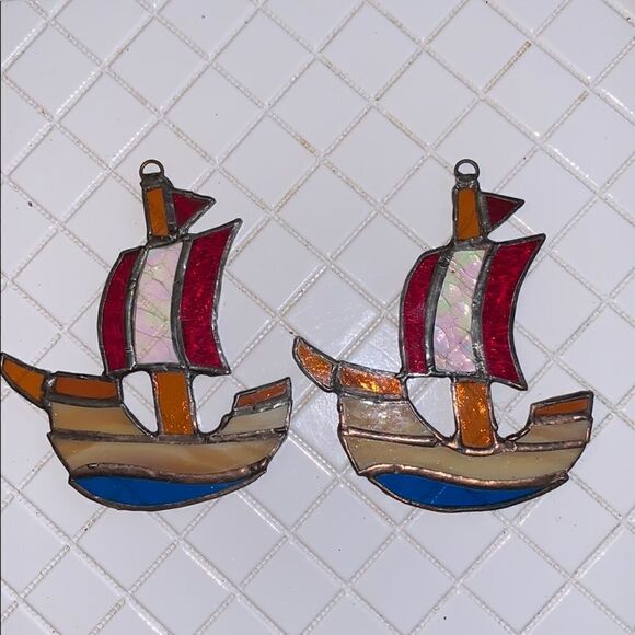 5 stained glass Christmas tree ornaments - Picture 2 of 7